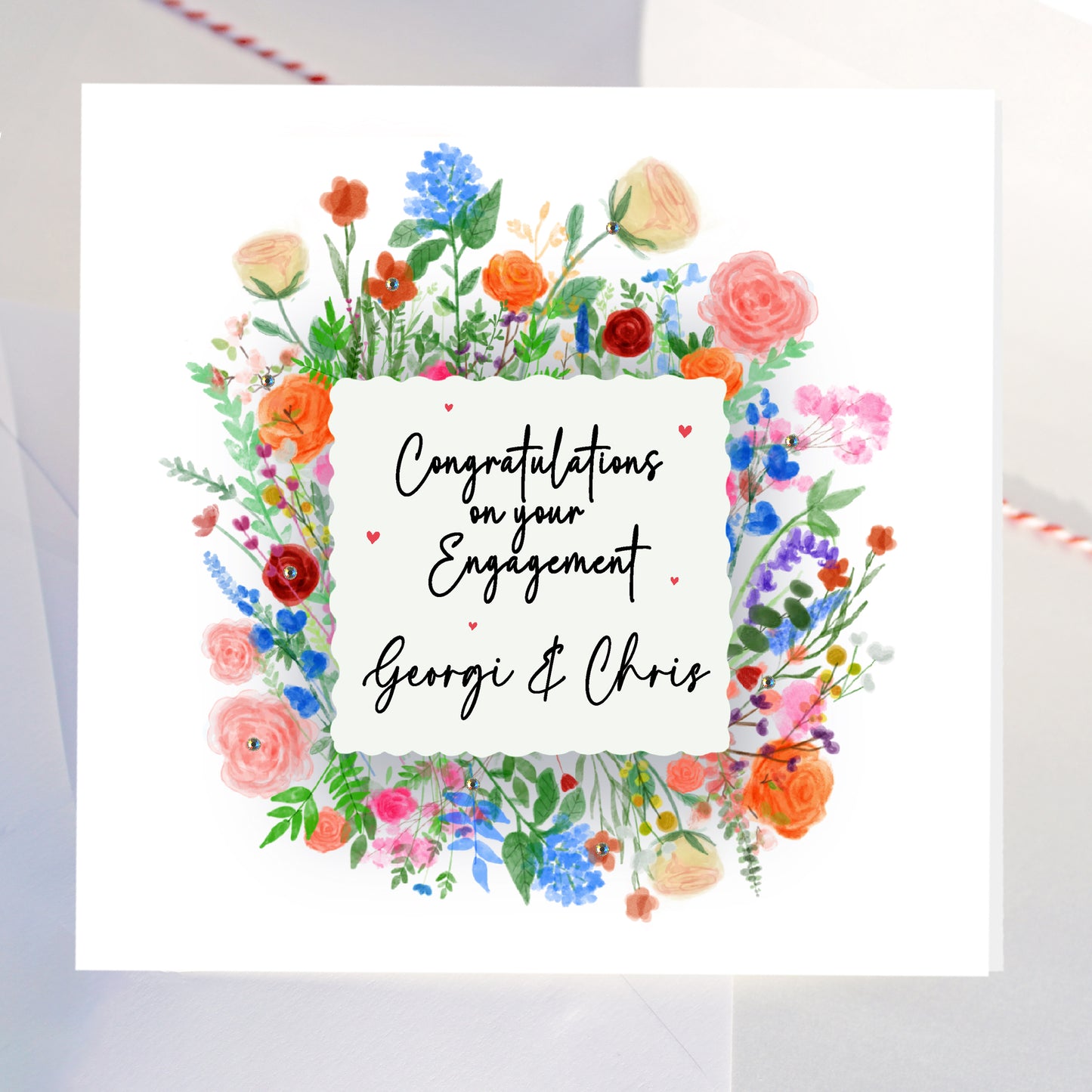 Personalised Floral Engagement Card
