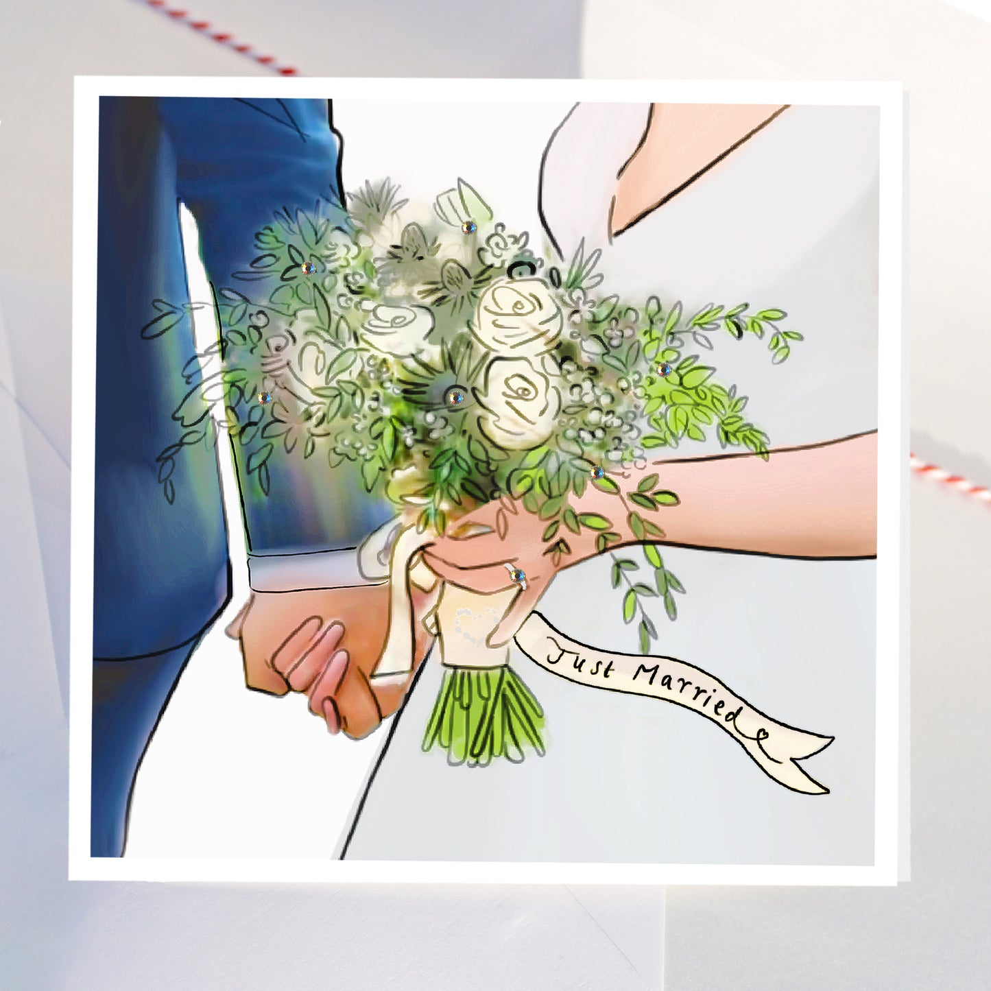 'Holding Hands' Wedding Card