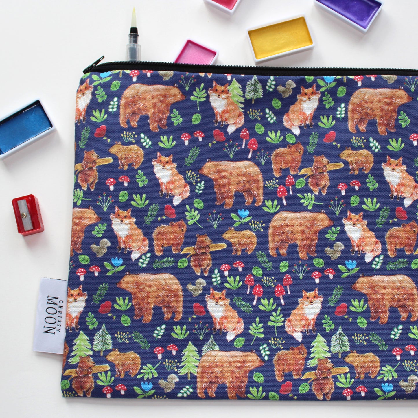 'Bear & Fox' Cotton Wash Bag/Pencil Case