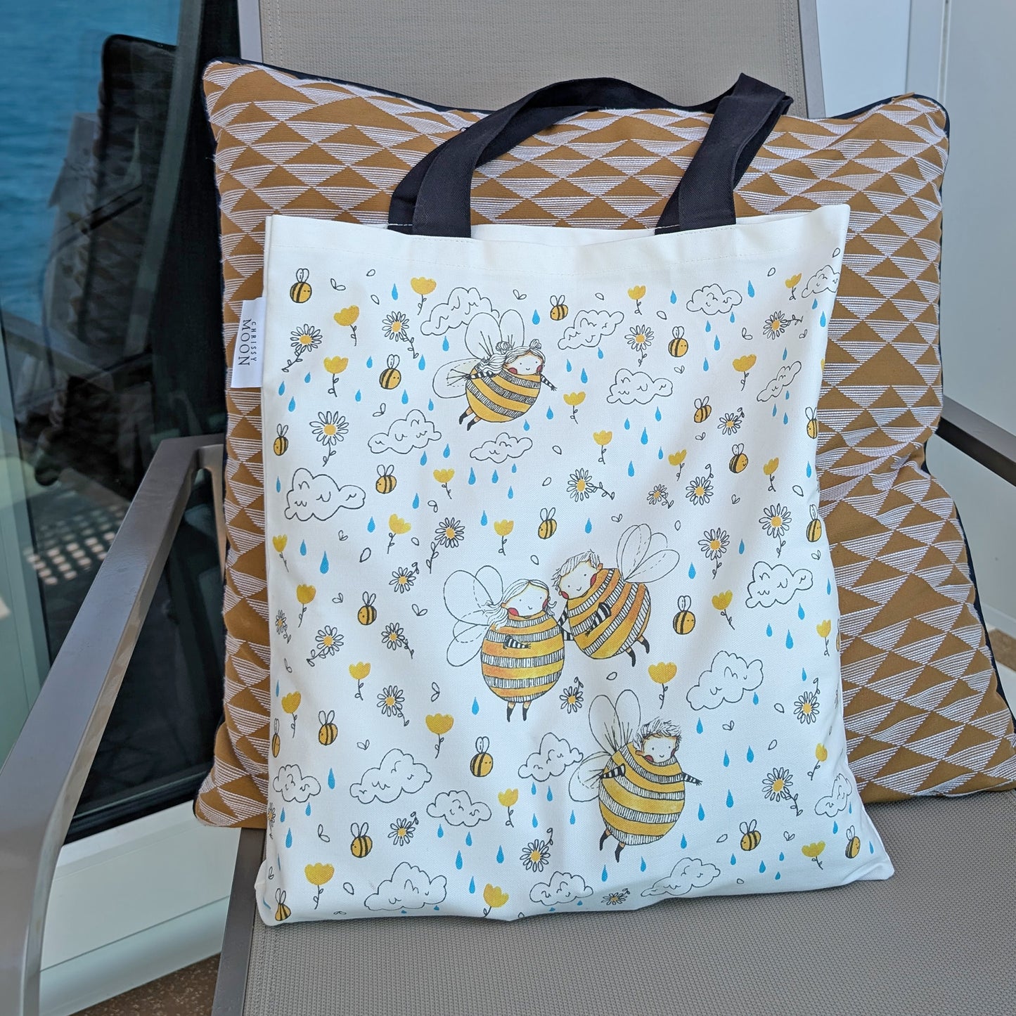 'Bee Happy' Canvas Tote Bag