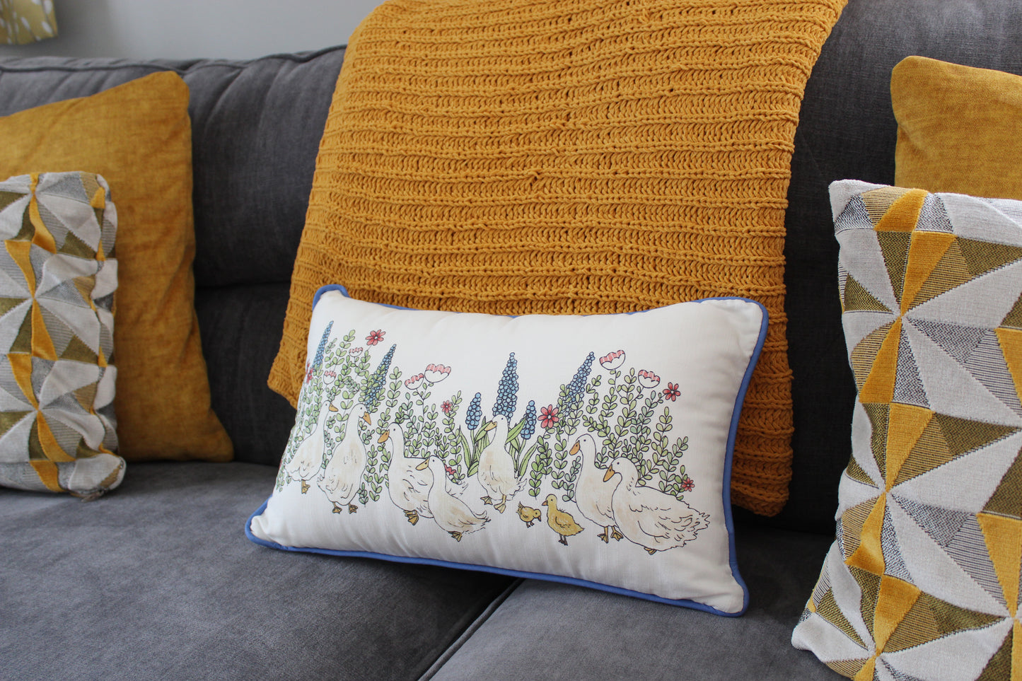 'Aylesbury Duck' Cotton Linen Blend Cushion Cover