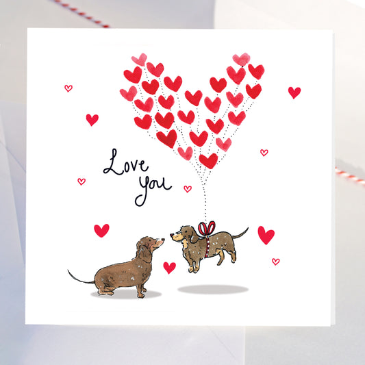 'Love You' Sausage Dog Card