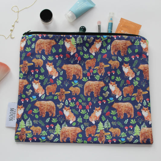 'Bear & Fox' Cotton Wash Bag/Pencil Case