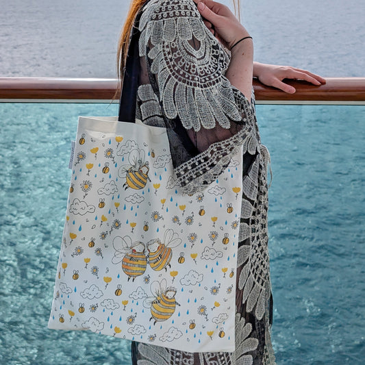 'Bee Happy' Canvas Tote Bag