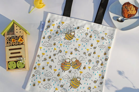 'Bee Happy' Canvas Tote Bag